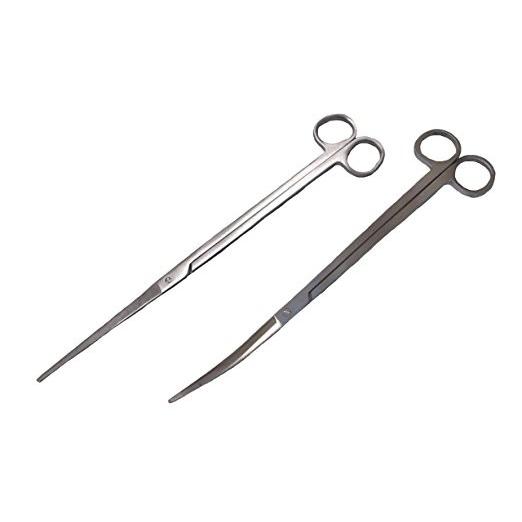 水草トリミング用 年中無休 ハサミセット 2本セット 25cm ストレート 先折れ 盆栽 水草 爬虫類の餌やり