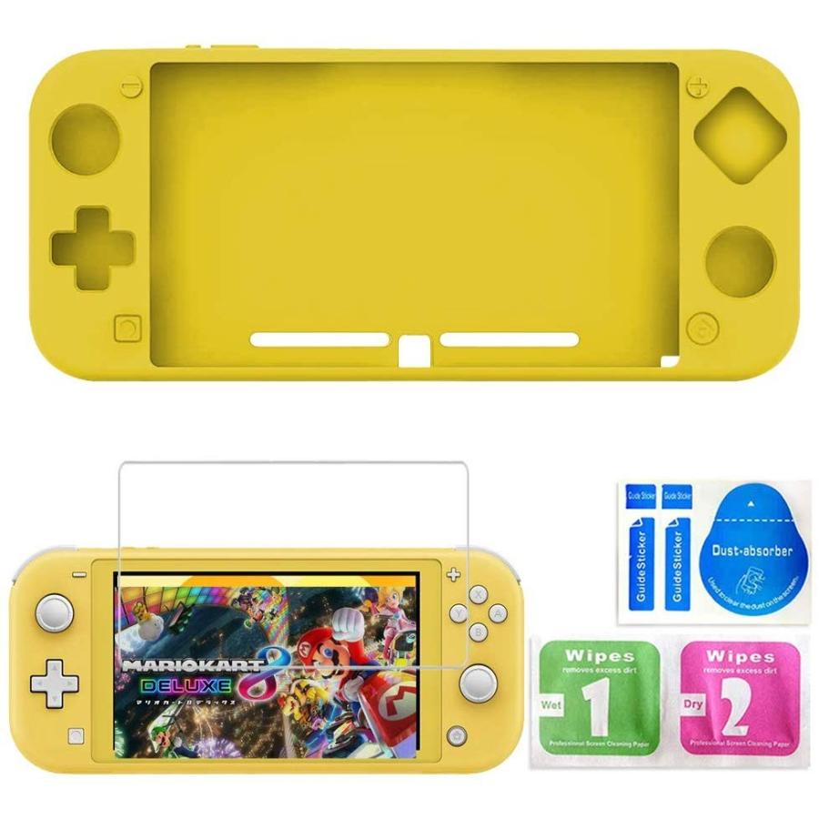 Nintendo Switch Lite ニンテンドー スイッチライト ケース ガラスフィルム付き 任天堂 シリコンケース 耐衝撃 軽量 シリコンカバー 保護フィルム 指紋防止 |  | 01