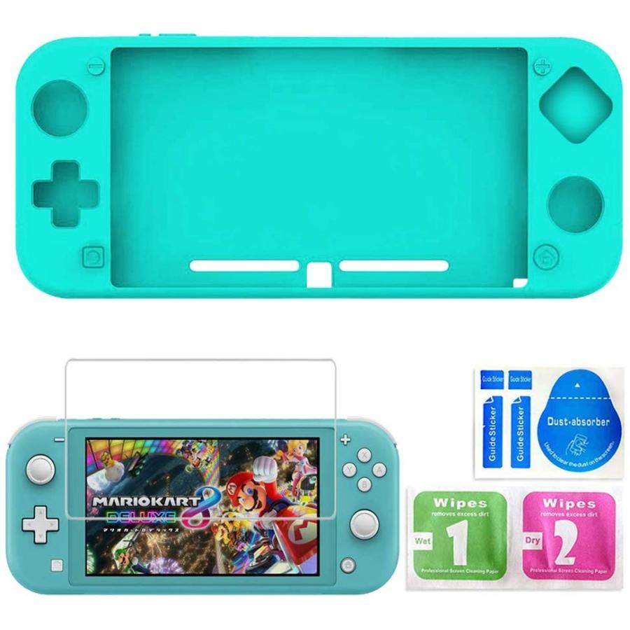 Nintendo Switch Lite ニンテンドー スイッチライト ケース ガラスフィルム付き 任天堂 シリコンケース 耐衝撃 軽量 シリコンカバー 保護フィルム 指紋防止 |  | 03
