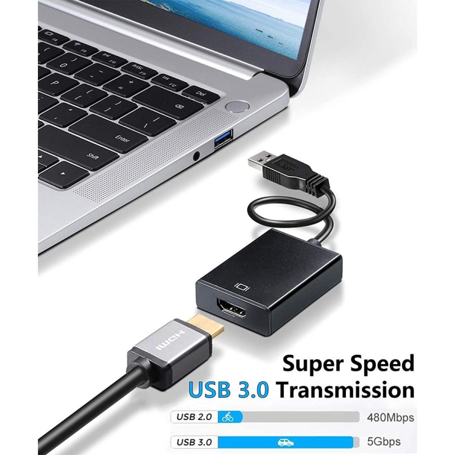 USB HDMI 変換アダプタ ドライバー内蔵 USB 3.0 to HDMI 変換 ケーブル 5Gbps高速伝送｜sevenfox｜03