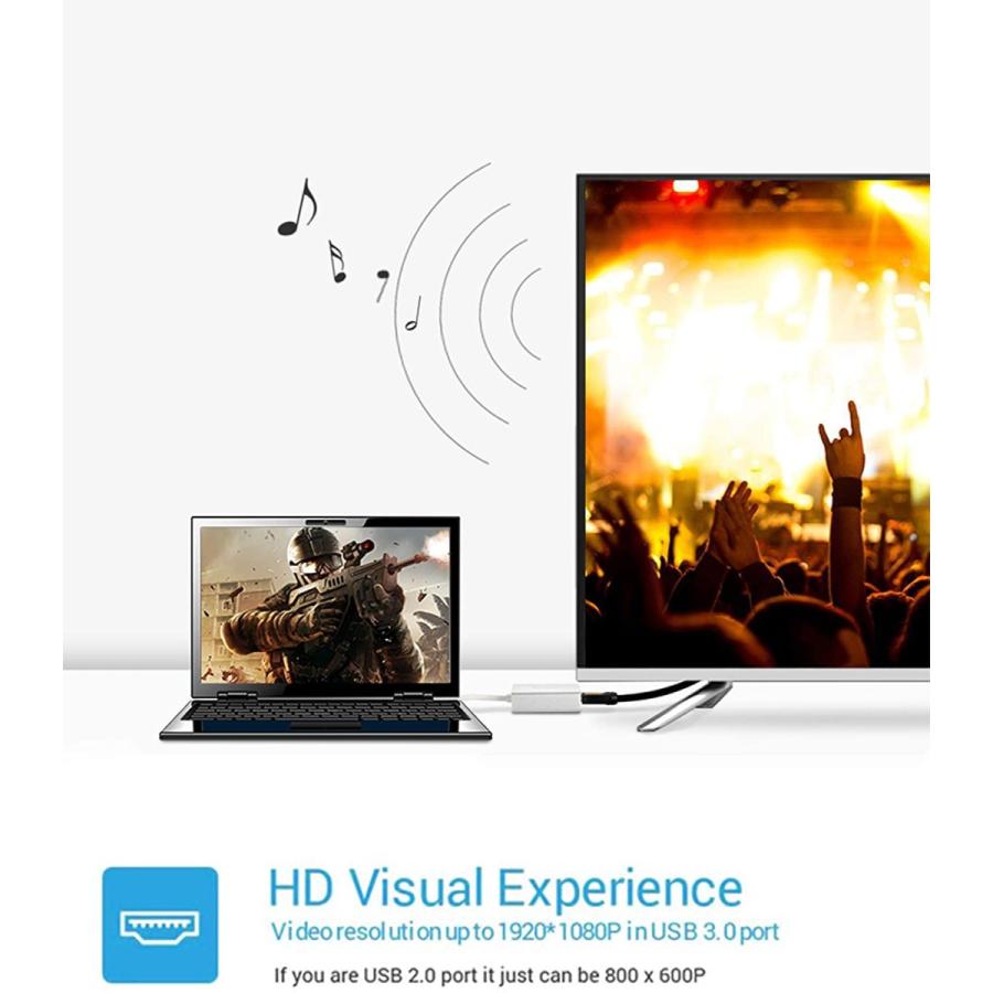 USB HDMI 変換アダプタ ドライバー内蔵 USB 3.0 to HDMI 変換 ケーブル 5Gbps高速伝送 |  | 05