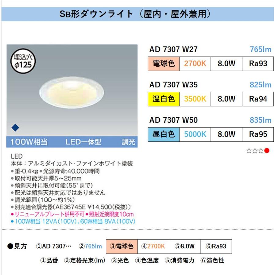コイズミ照明 SB形ダウンライト LED一体型 屋内・屋外兼用 100W相当