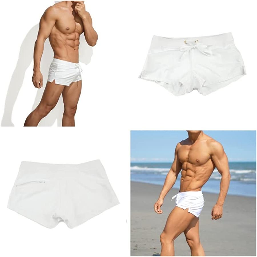 史上一番安い メンズ サーフ パンツ オシャレ 水着 ビーチ 海パン ショート 短め 腰パン カッコイイ ボード ショーツ プール ホワイト Xl Honeymoon Style
