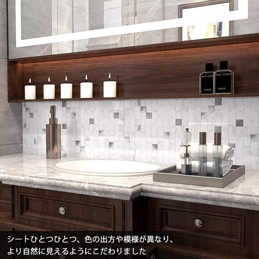 キッチン耐熱タイル シート防水タイルシール洗面 所 モザイクタイル壁紙 シールdiy 5枚 Mdm 白い大理石と金属 2b45nkutuh セブンリーフ 通販 Yahoo ショッピング