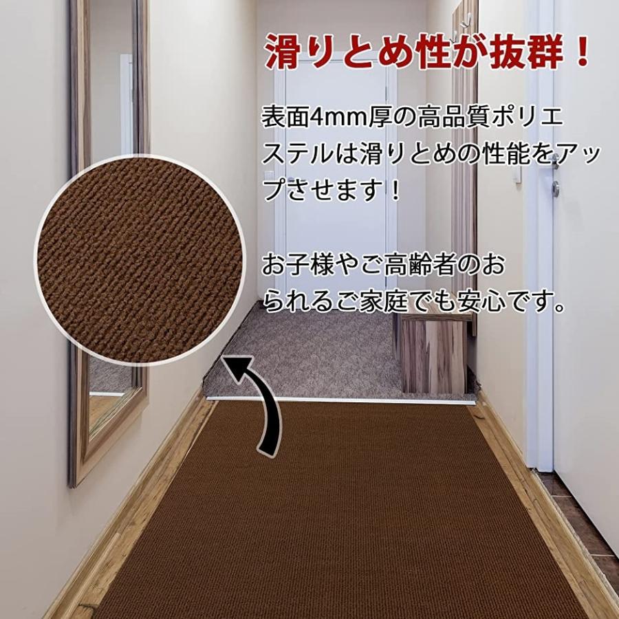 廊下マット キッチンマット 廊下敷き 吸着マット 玄関マット マルチロールカーペット 洗える 厚み4mm(ブラウン, 300x68CM)|sevenleaf|02