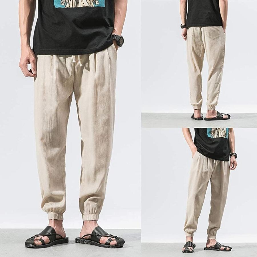 爆売り ボトムス パンツ Hopesun Shirt サルエルパンツ 九分丈パンツ サルエルパンツ 九分丈パンツ ロングパンツ ファッション カジュアル 通気性 調整紐 無地 ゆったり カーキ 3xl
