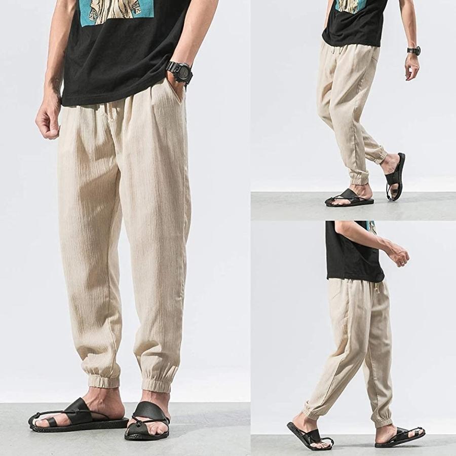 爆売り ボトムス パンツ Hopesun Shirt サルエルパンツ 九分丈パンツ サルエルパンツ 九分丈パンツ ロングパンツ ファッション カジュアル 通気性 調整紐 無地 ゆったり カーキ 3xl