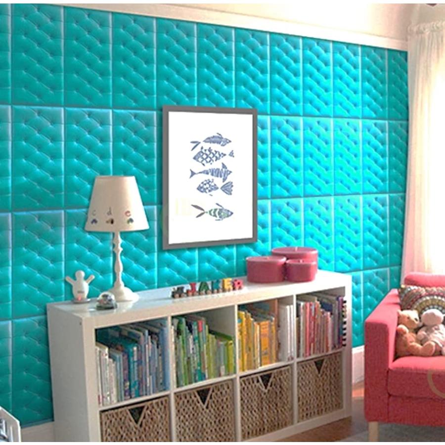 マローサム 柔らかい 壁紙 クッション 接着 立体 シート クッション 住宅設備 10枚 立体 3d 2b4xxlpyvo 無地 水色 セブンリーフ おすすめの人気