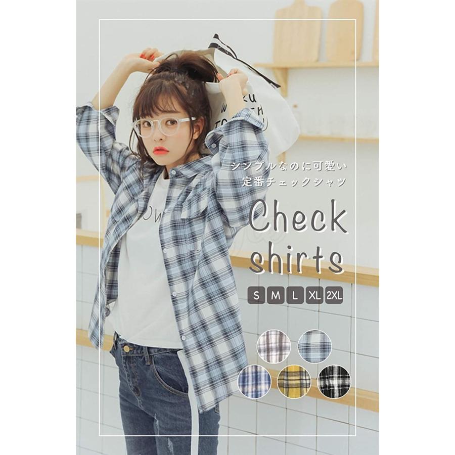 チェック柄シャツ ロングシャツ ゆったり 韓国ファッション チェックシャツ 長袖 長袖シャツ トップス 可愛い ブラック 2xl 2b63d2xlx1 セブンリーフ 通販 Yahoo ショッピング