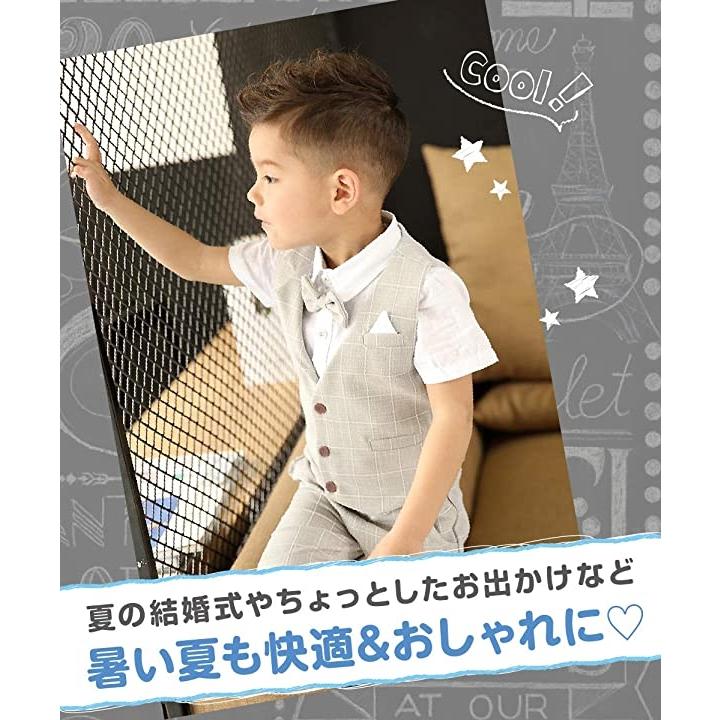 男の子 フォーマル スーツ 半袖 上下 セット シャツ 結婚式 発表会 子供 キッズ 夏 服 チェック柄 グレー 130 2b64l9853j セブンリーフ 通販 Yahoo ショッピング
