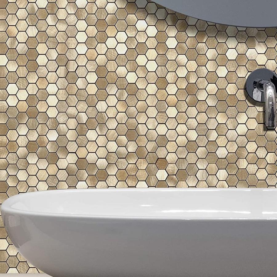 耐熱タイルシールタイルシート 壁タイルモザイクタイルメタルステンレス鋼キッチン洗面所防水防汚diy5枚 ゴールド Mdm Gold 2b64rjskr9 セブンリーフ 通販 Yahoo ショッピング