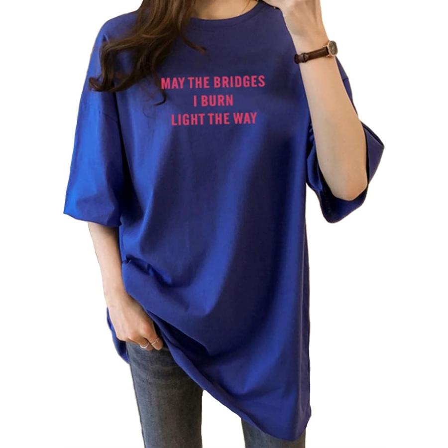 ロゴtシャツ Tシャツ半袖 Tシャツレディース プリントtシャツ ティーシャツ 英字tシャツ Tシャツ薄手 カットソー ブルー L 2b66kkj2li セブンリーフ 通販 Yahoo ショッピング