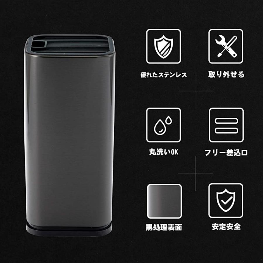 ステンレス製包丁収納 包丁立て ナイフスタンド 包丁差し 出刃 中華包丁 はさみに対応 安全 衛生 抗菌 丸洗い洗浄 黒処理 2b66w4grwx セブンリーフ 通販 Yahoo ショッピング