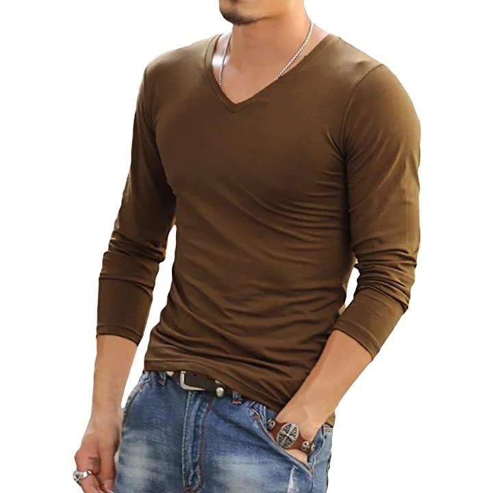 メリュエル 8カラー Vネック フィット 長袖 シンプル Tシャツ ワイルド 韓国ファッション メンズ ブラウン M 2b69ct36y2 セブンリーフ 通販 Yahoo ショッピング