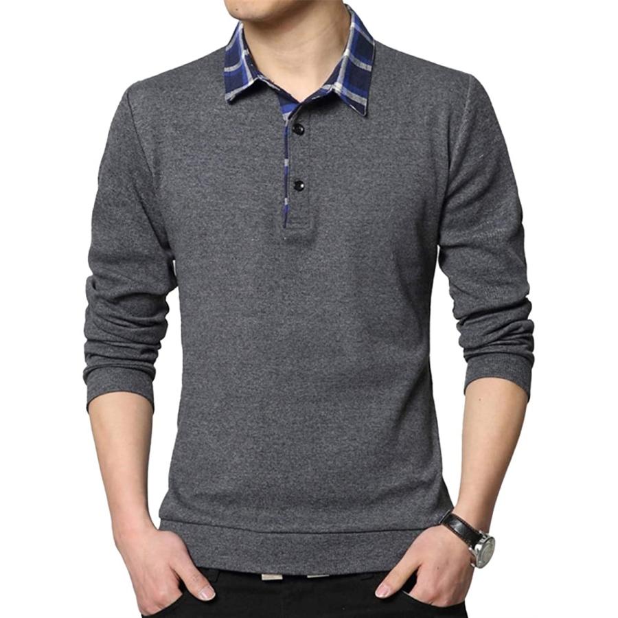 チェック カラー ポロシャツ 長袖 襟付き カジュアル スポーツ ゴルフ 大人 お洒落 トップス 普段着 ダークグレー Xl 2b6dpyqkg5 セブンリーフ 通販 Yahoo ショッピング