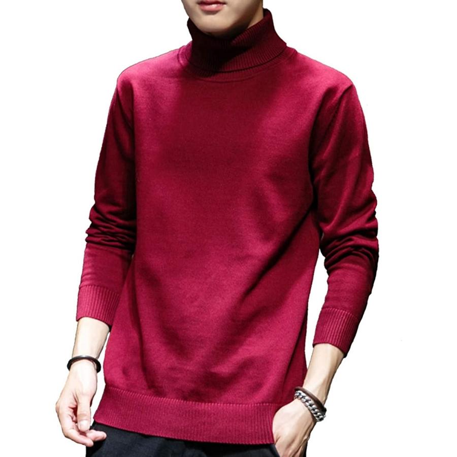 メンズ タートルネック セーター 長袖 ニット コットン 素材 レッド 2xl 2b6f38tu2n セブンリーフ 通販 Yahoo ショッピング