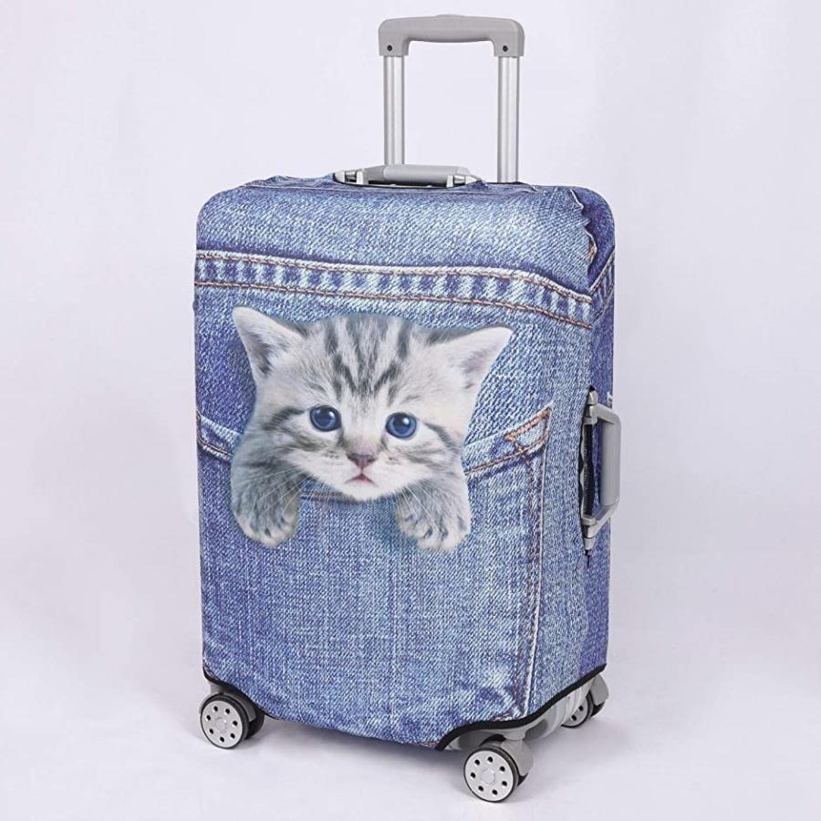 スーツケース 保護 カバー かわいい イヌ ネコ デニム トランクケース キャリーケース 伸縮 旅行 Od１３ 猫 トラ ブルー S 2b6iihh5wi セブンリーフ 通販 Yahoo ショッピング