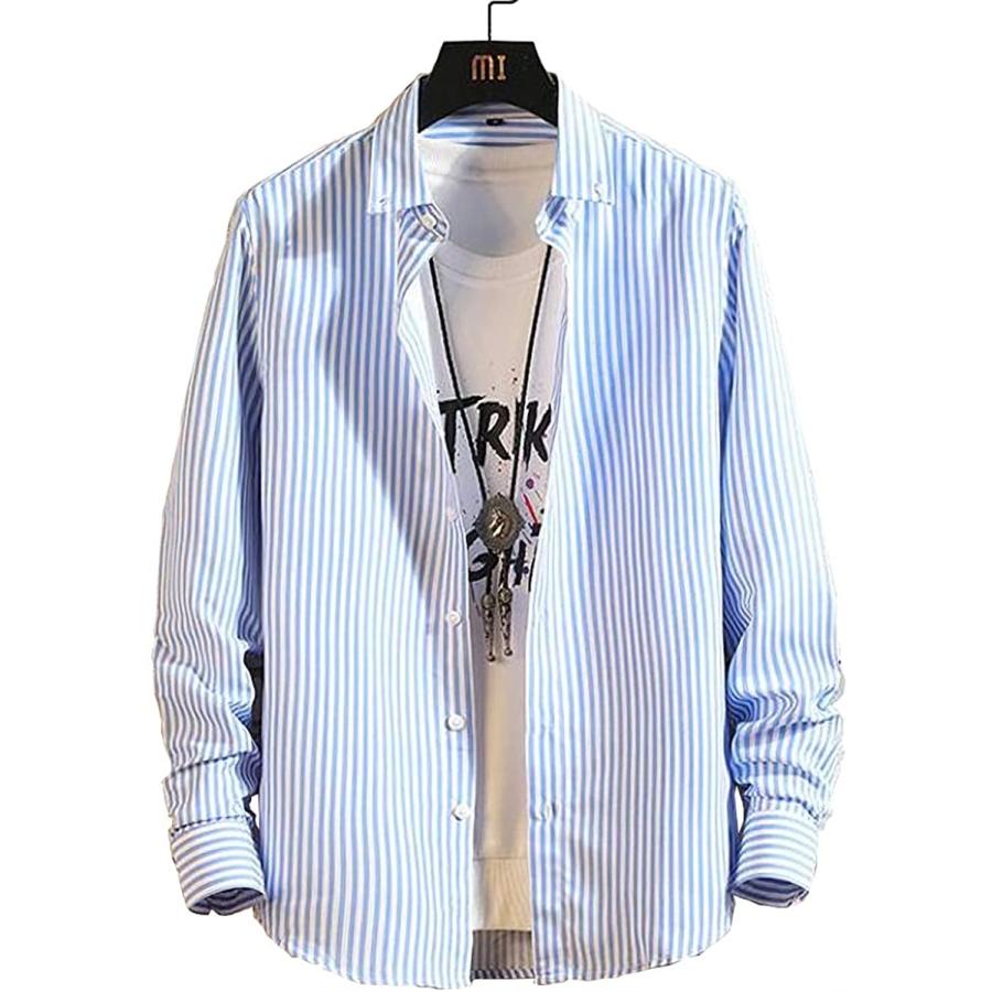 エンプティオ 長袖 ストライプ シャツ メンズ スリーブ 袖あり そであり 通気性 快適 ワイシャツ 水色 1 水色 L 2b6lphdx69 セブンリーフ 通販 Yahoo ショッピング