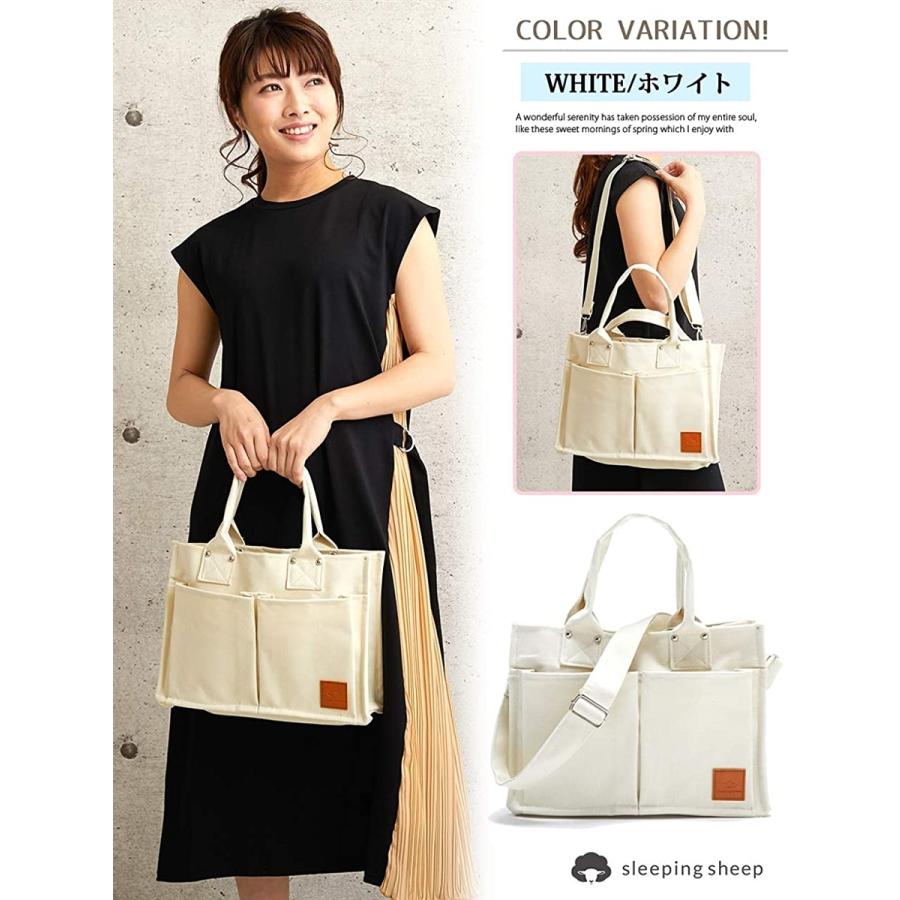 スリーピングシープ 小ぶりで可愛い 機能 キャンバス トートバッグ 内防水 仕切りあり 2way ショルダーベルト付き アイボリー 2b6y064ckn セブンリーフ 通販 Yahoo ショッピング