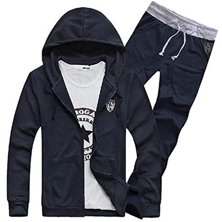 上下 セット アップ カジュアル アウトドア シンプル ウェア スウェット スエットスポーツ (ネイビー 4.XXL (日本サイズ:XL))