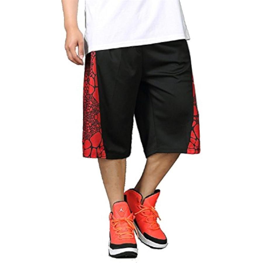 ワイドハーフパンツ 大きいサイズ バスパン バスケ ダンス 速乾 ワイドショートパンツ メンズ ブラック レッド ブラック レッド Xl 2b85j3jql8 セブンリーフ 通販 Yahoo ショッピング
