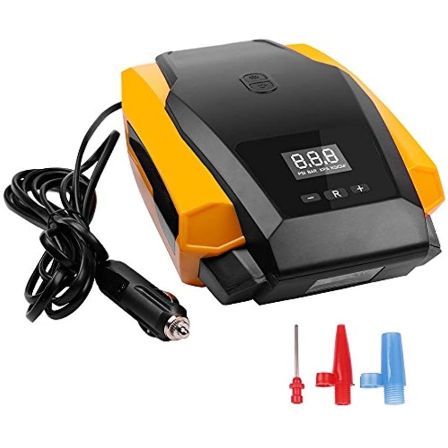 エアコンプレッサー デジタル表示 自動停止 小型エアポンプ コンパクト 自動車 自転車 タイヤに ボール Hcljp Ay イエロー コンプレッサー Robertoortiz Com Co