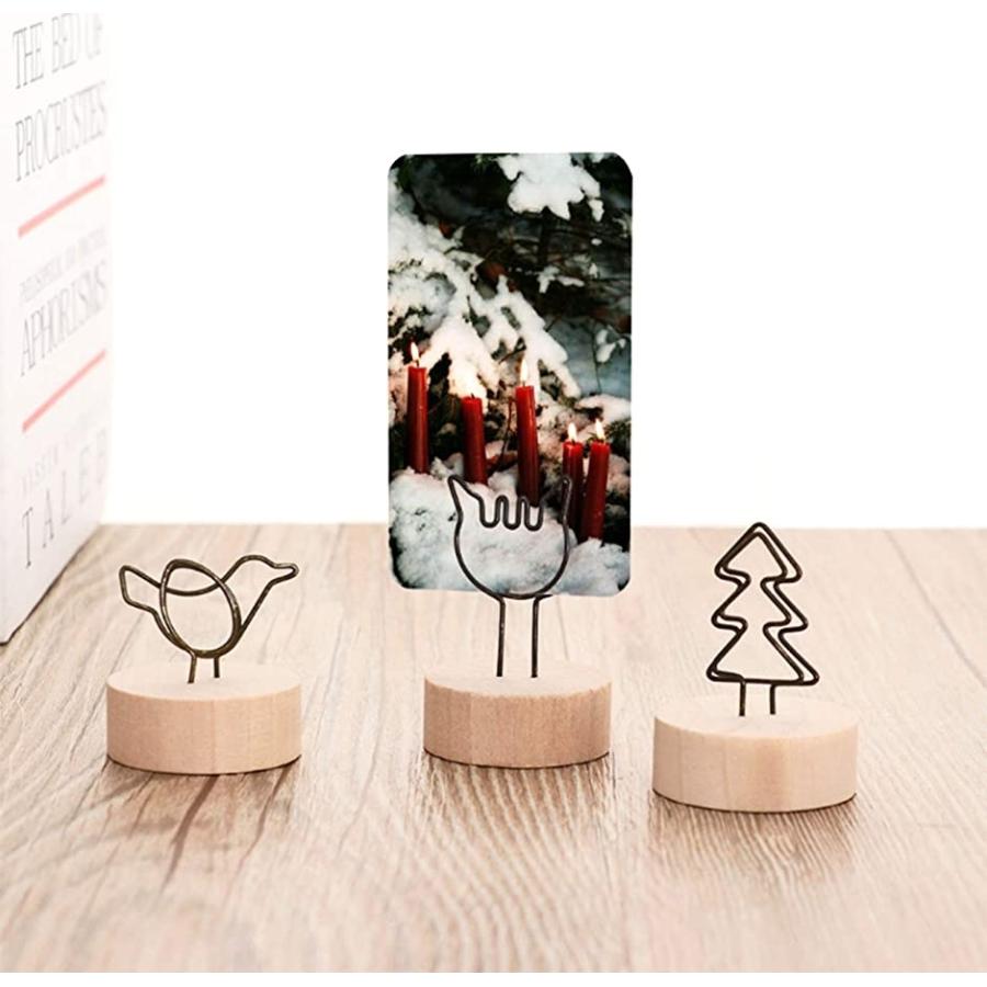 新作ウエア クリップスタンド メモ 名刺 ミニ 木製 結婚式 卓上 小物 装飾 メモホルダー 写真立て クリップ型8個 Alaxione Fr