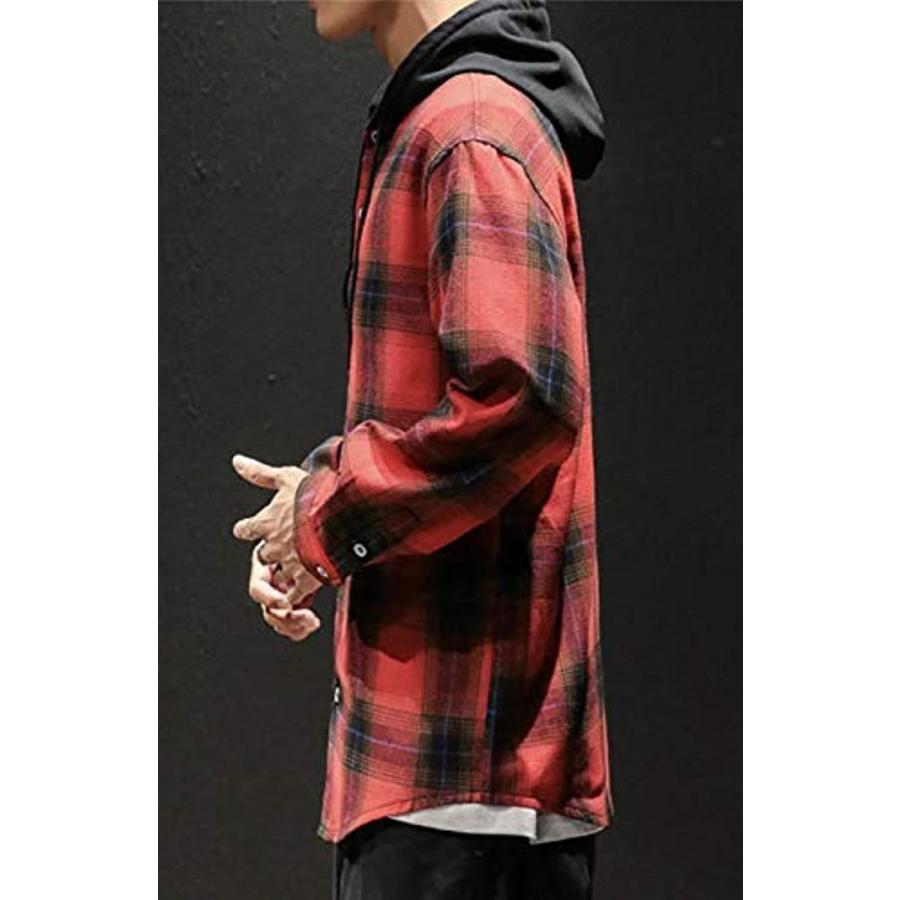 ラッキーチャーム レッド メンズ パーカー シャツ チェック 長袖 赤 男子 シャツパーカー フードつきパーカー 冬物 柄 赤 黒 M 2b8nu4nxiv セブンリーフ 通販 Yahoo ショッピング