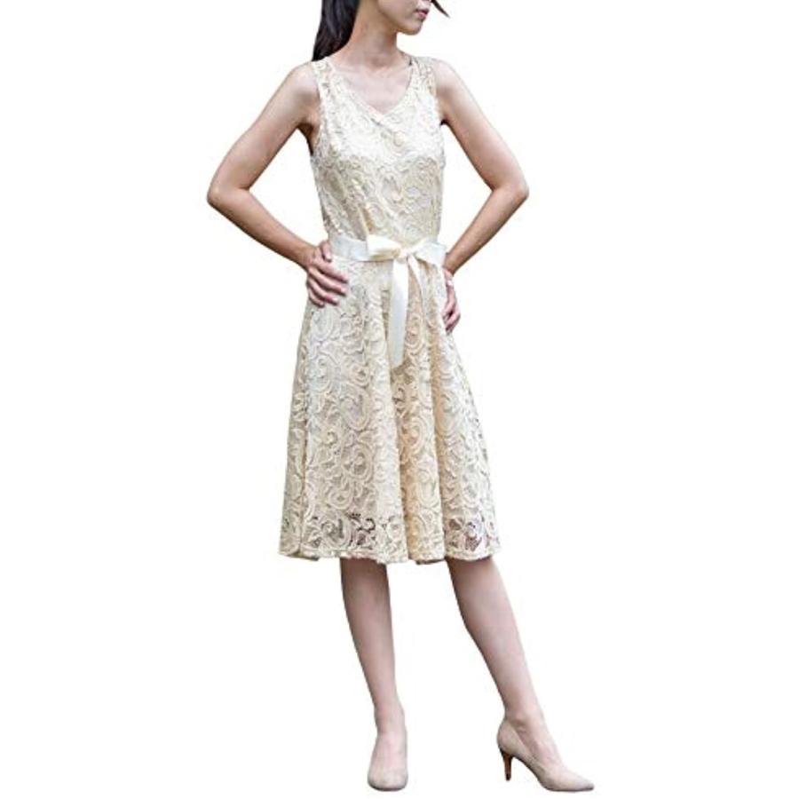 カラードレス ひざ下 フレア スカート ワンピ Aライン ワンピース Vネック 膝丈 ひざ丈 背中 リボン ライトベージュ 2 Mサイズ 2b8svoy3px セブンリーフ 通販 Yahoo ショッピング