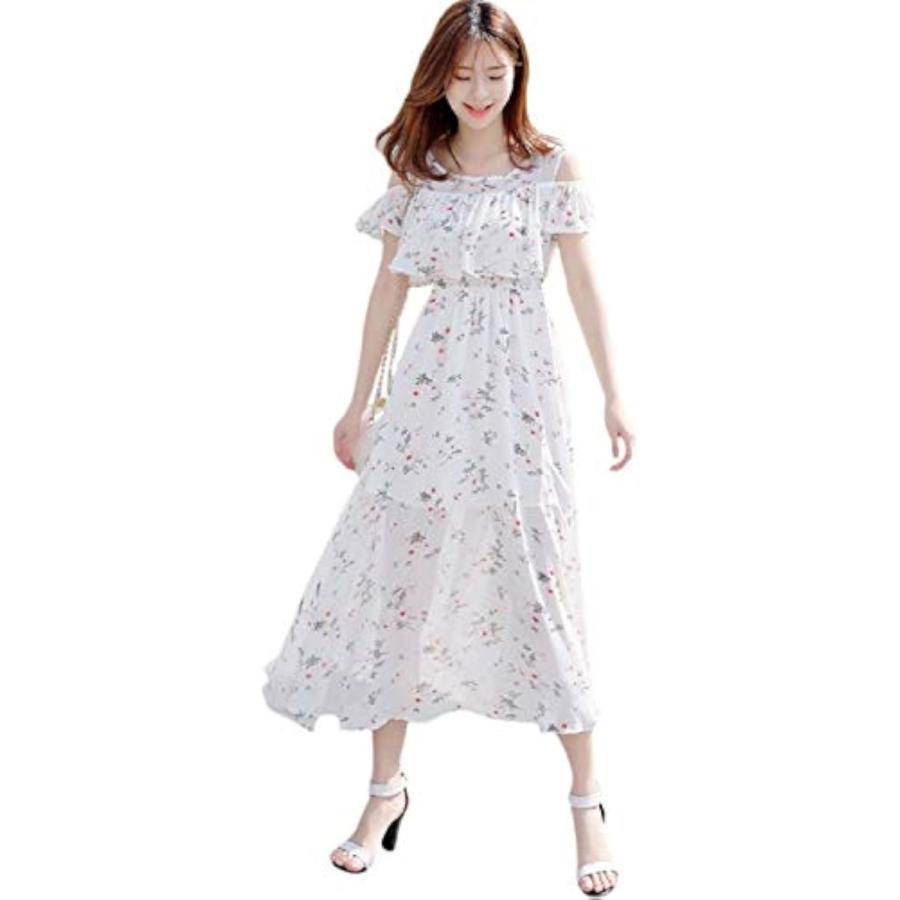 シフォン ロング 丈 肩だし ワンピース レディース 夏 オシャレ マキシ ドレス シンプル パーティ サマー 夏用 どれす 白 花柄 L 2b8vpw3glt セブンリーフ 通販 Yahoo ショッピング