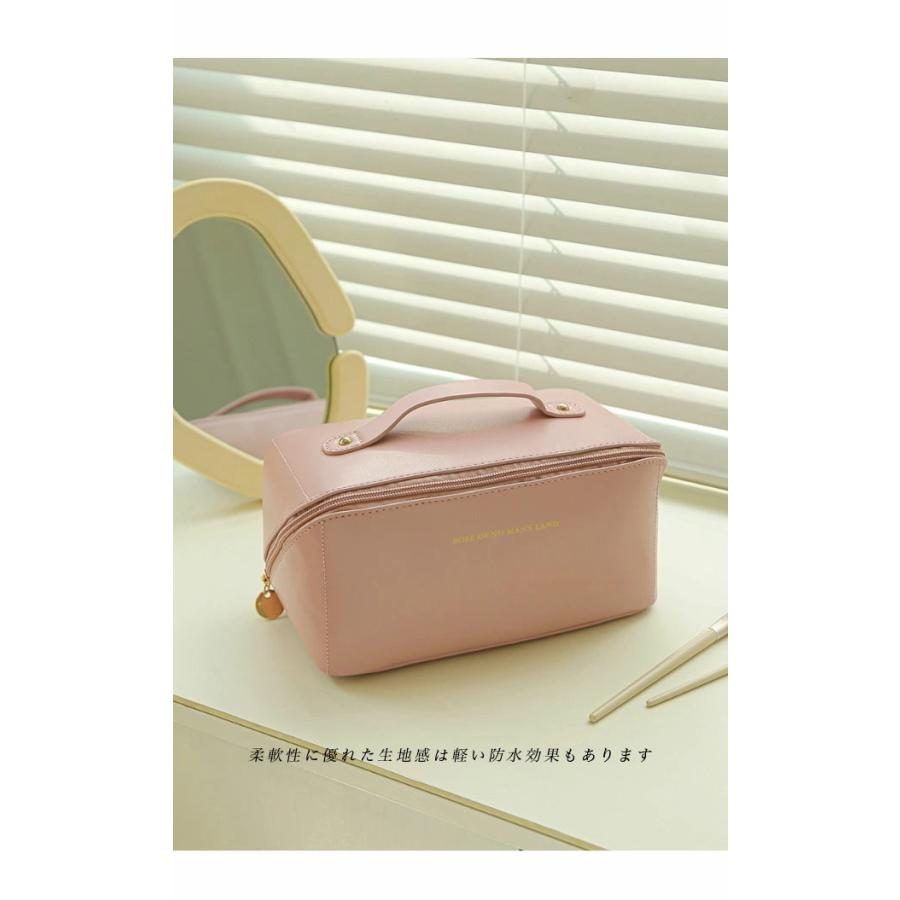 バニティケース 仕切り バニティバッグ 大容量 北欧風 化粧バッグ PUレザー つや消し マルチポーチ 持ち運び 出張 旅行 化粧品収納 バッグ メイク道具収納 | ホームアイホーム | 09