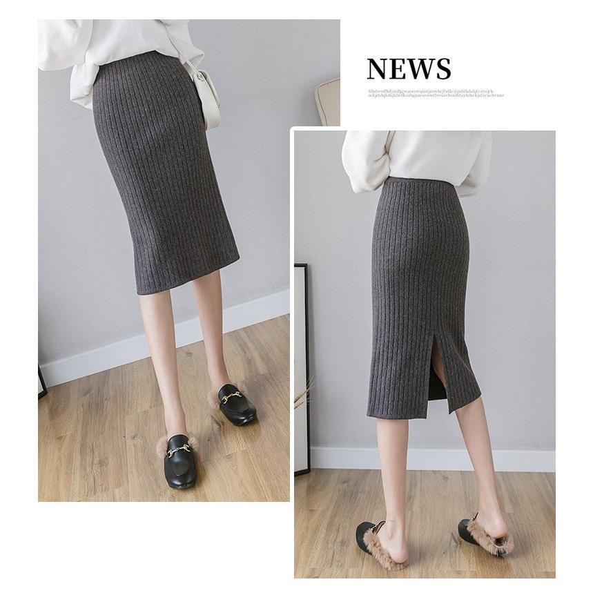 ニットスカート レディース 無地 膝上 体型カバー ひざ丈 ミモレ丈 ロング丈 ストレッチ カジュアル 通勤 オフィス 伸びる 美脚 | ホームアイホーム | 11