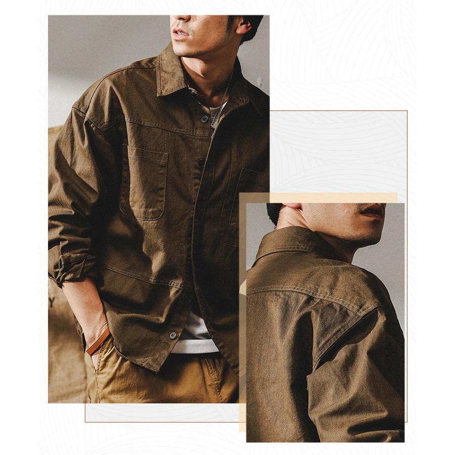 ミリタリージャケット メンズ ワークシャツ 長袖 白シャツ アメカジ ライトジャケット カジュアル ストリート オシャレ コットン メンズファッション | ホームアイホーム | 11