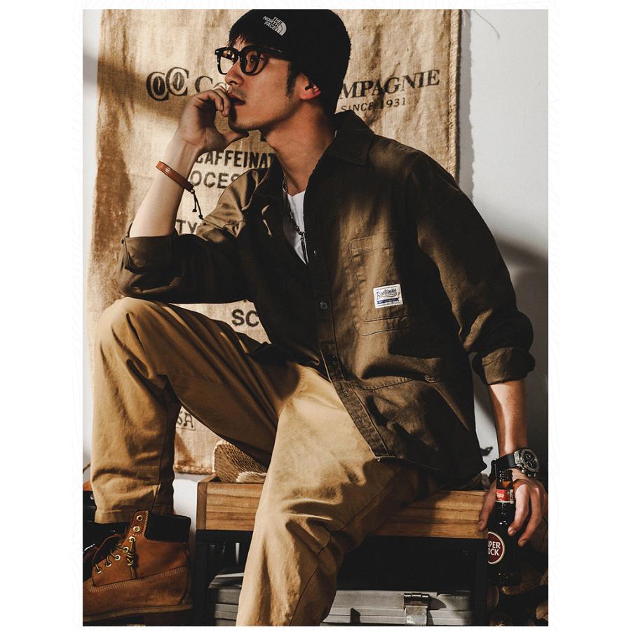 ミリタリージャケット メンズ ワークシャツ 長袖 白シャツ アメカジ ライトジャケット カジュアル ストリート オシャレ コットン メンズファッション | ホームアイホーム | 12