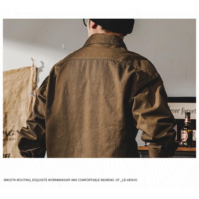 ミリタリージャケット メンズ ワークシャツ 長袖 白シャツ アメカジ ライトジャケット カジュアル ストリート オシャレ コットン メンズファッション | ホームアイホーム | 18
