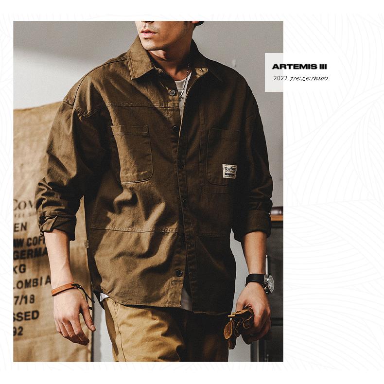 ミリタリージャケット メンズ ワークシャツ 長袖 白シャツ アメカジ ライトジャケット カジュアル ストリート オシャレ コットン メンズファッション | ホームアイホーム | 08