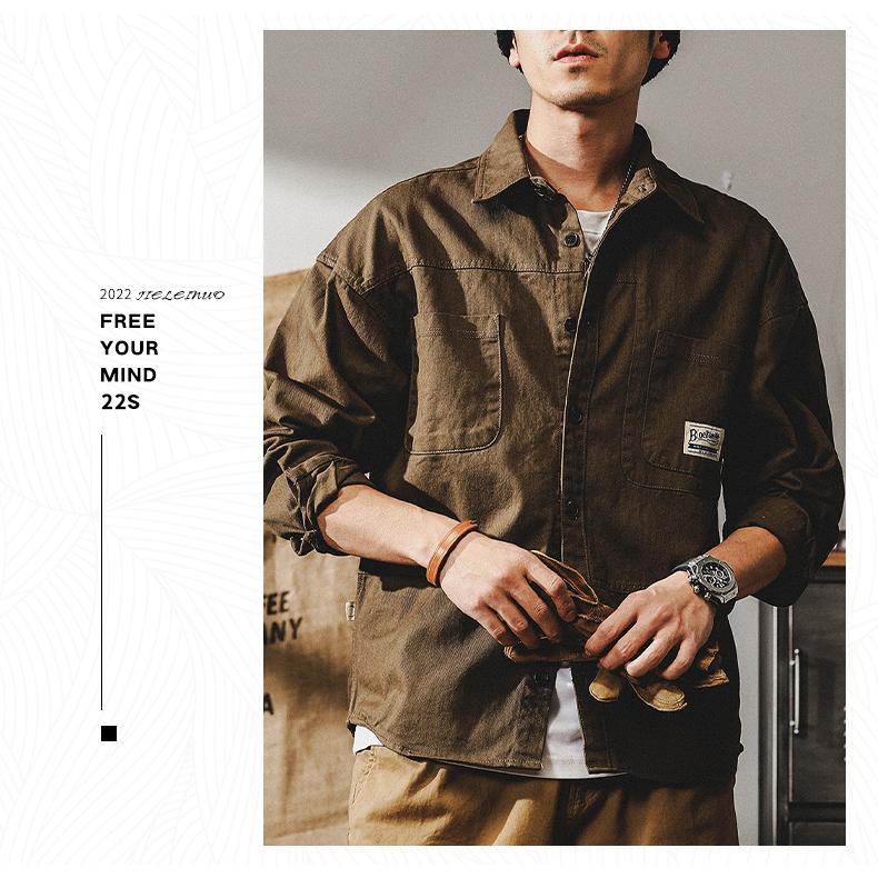 ミリタリージャケット メンズ ワークシャツ 長袖 白シャツ アメカジ ライトジャケット カジュアル ストリート オシャレ コットン メンズファッション | ホームアイホーム | 09