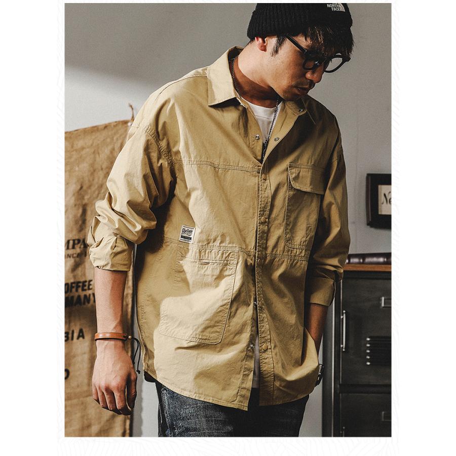 ライトジャケット メンズ アメカジ 無地 ミリタリー カジュアルシャツ ワークシャツ スナップボタン メンズファッション 大きいポケット 秋冬 | ホームアイホーム | 15