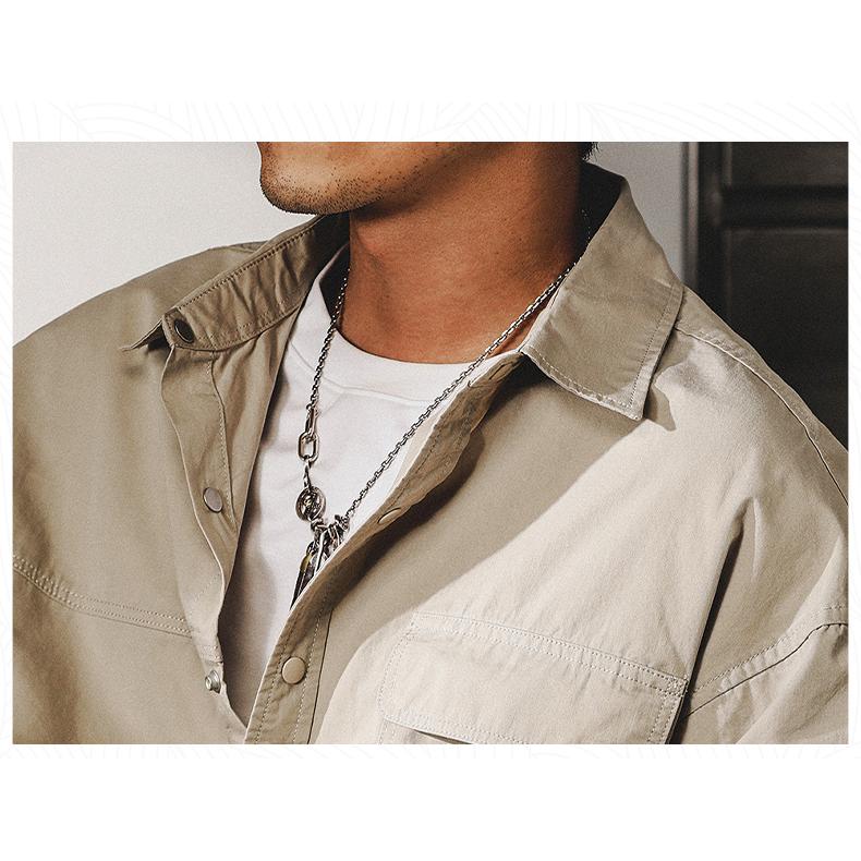 ライトジャケット メンズ アメカジ 無地 ミリタリー カジュアルシャツ ワークシャツ スナップボタン メンズファッション 大きいポケット 秋冬 | ホームアイホーム | 18