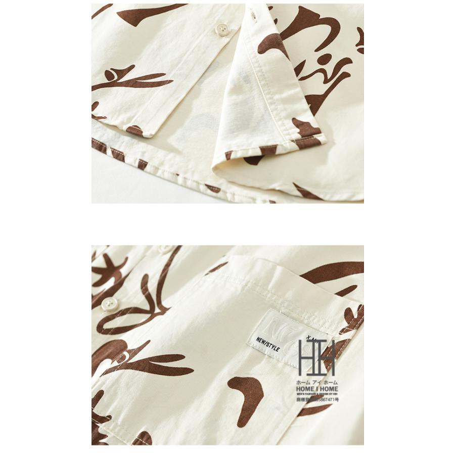 柄シャツ カジュアルシャツ シャツ メンズ 長袖 プリント 総柄 おしゃれ アメカジ 両ポケット付き ワーク 作業着 春 春服 シャツジャケット トップス | ホームアイホーム | 10