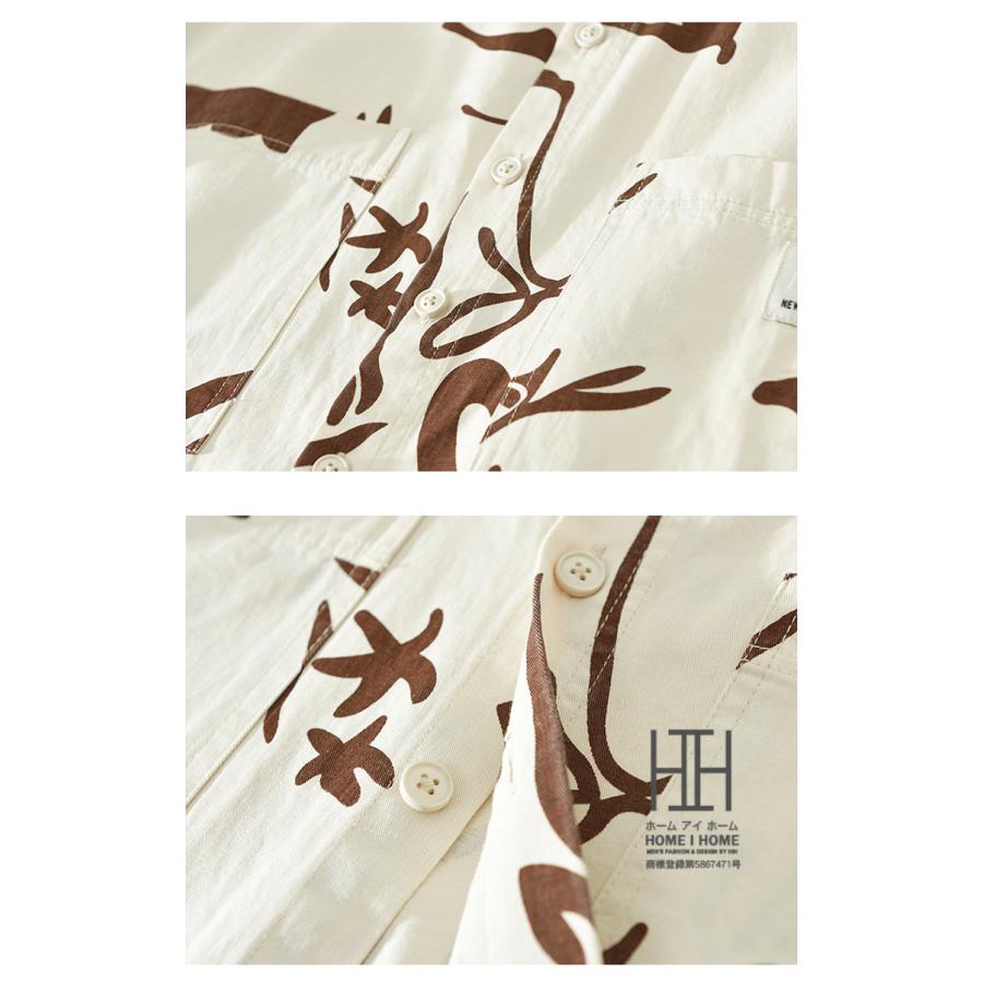 柄シャツ カジュアルシャツ シャツ メンズ 長袖 プリント 総柄 おしゃれ アメカジ 両ポケット付き ワーク 作業着 春 春服 シャツジャケット トップス | ホームアイホーム | 11