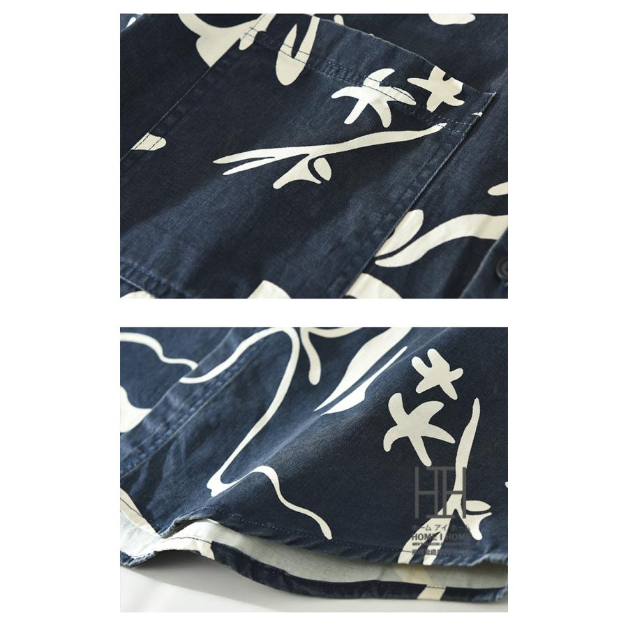 柄シャツ カジュアルシャツ シャツ メンズ 長袖 プリント 総柄 おしゃれ アメカジ 両ポケット付き ワーク 作業着 春 春服 シャツジャケット トップス | ホームアイホーム | 13