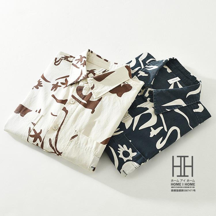 柄シャツ カジュアルシャツ シャツ メンズ 長袖 プリント 総柄 おしゃれ アメカジ 両ポケット付き ワーク 作業着 春 春服 シャツジャケット トップス | ホームアイホーム | 03