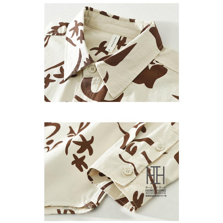 柄シャツ カジュアルシャツ シャツ メンズ 長袖 プリント 総柄 おしゃれ アメカジ 両ポケット付き ワーク 作業着 春 春服 シャツジャケット トップス | ホームアイホーム | 09