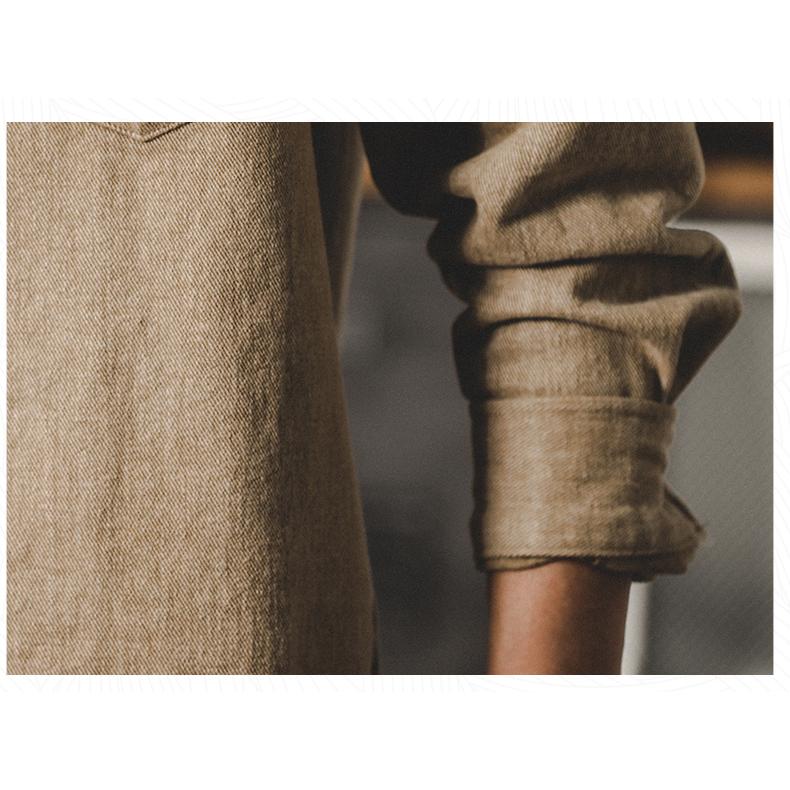 ワークシャツ メンズ 長袖 レトロ 英文字刺繍入り 無地 ポケット付き シャツジャケット 丈夫 ライトアウター 春 秋 カジュアルシャツ | ホームアイホーム | 21