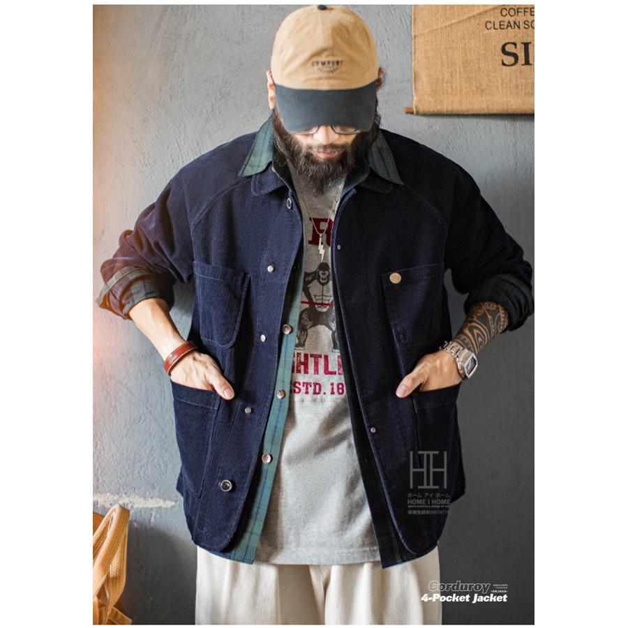 ホームアイホーム コーデュロイジャケット メンズ 4ポケット ワーク