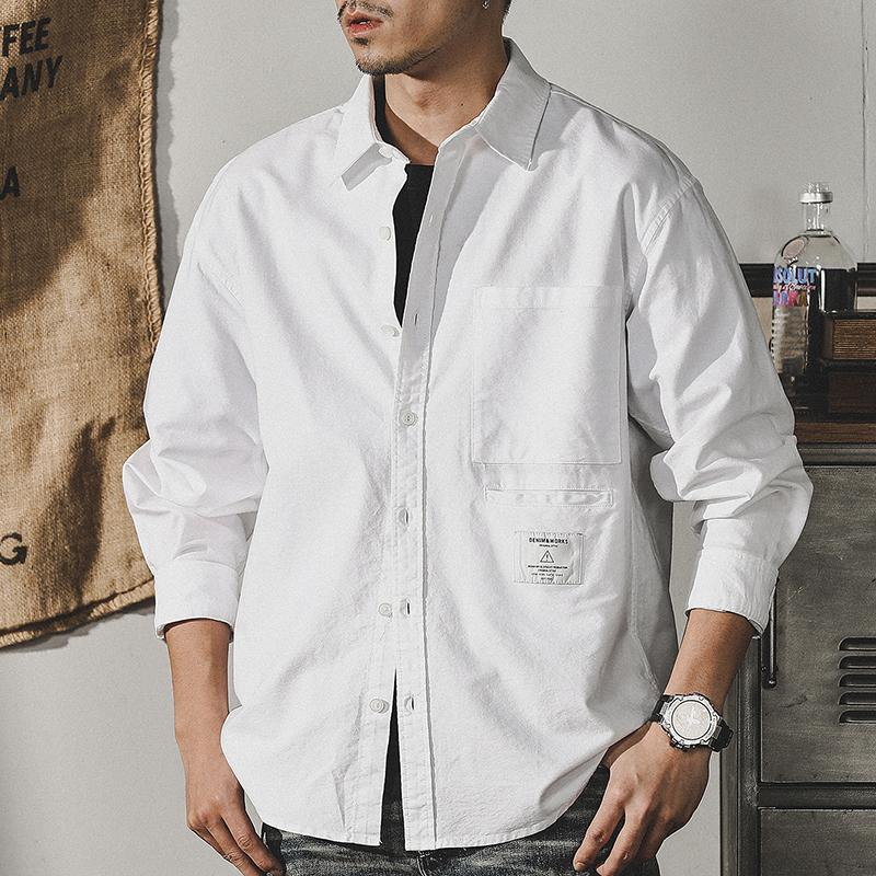 ホームアイホーム カジュアルシャツ ストライプシャツ 白シャツ メンズ