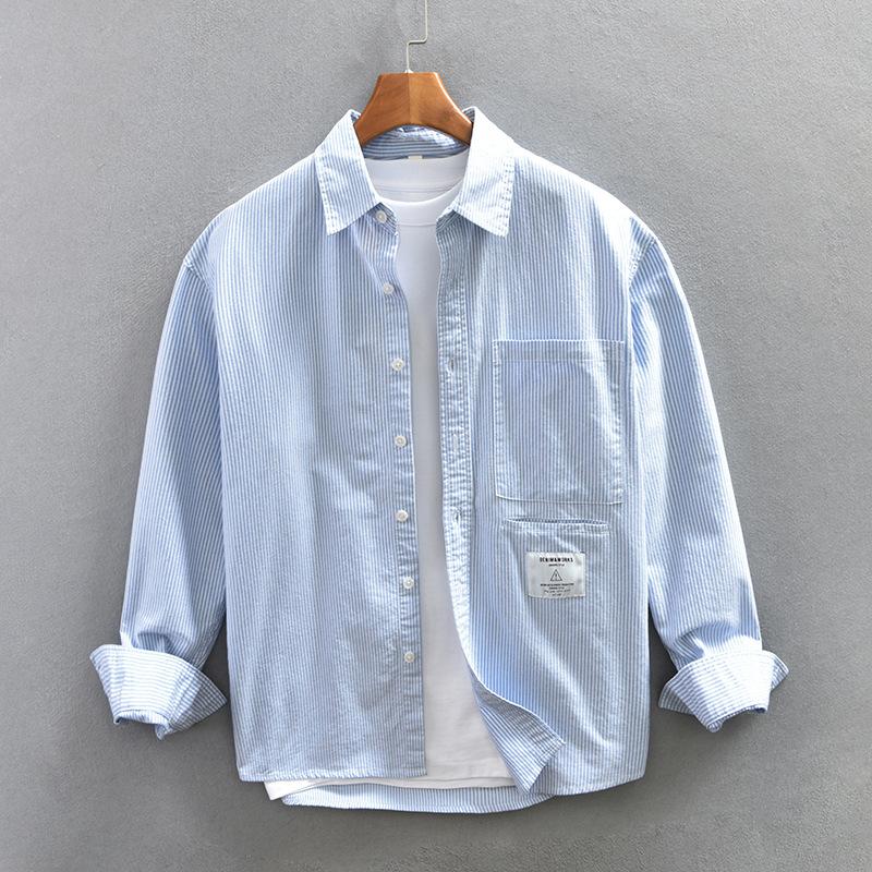 ホームアイホーム カジュアルシャツ ストライプシャツ 白シャツ メンズ