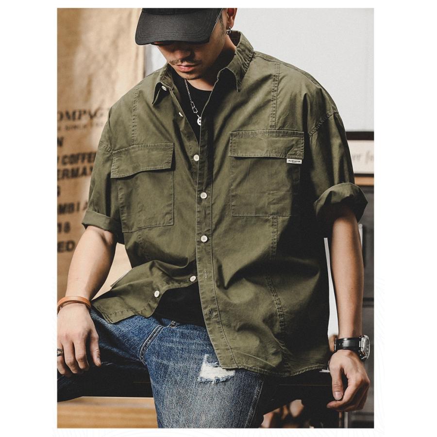 ホームアイホーム ミリタリーシャツ レトロ ポケットあり カッコイイ  