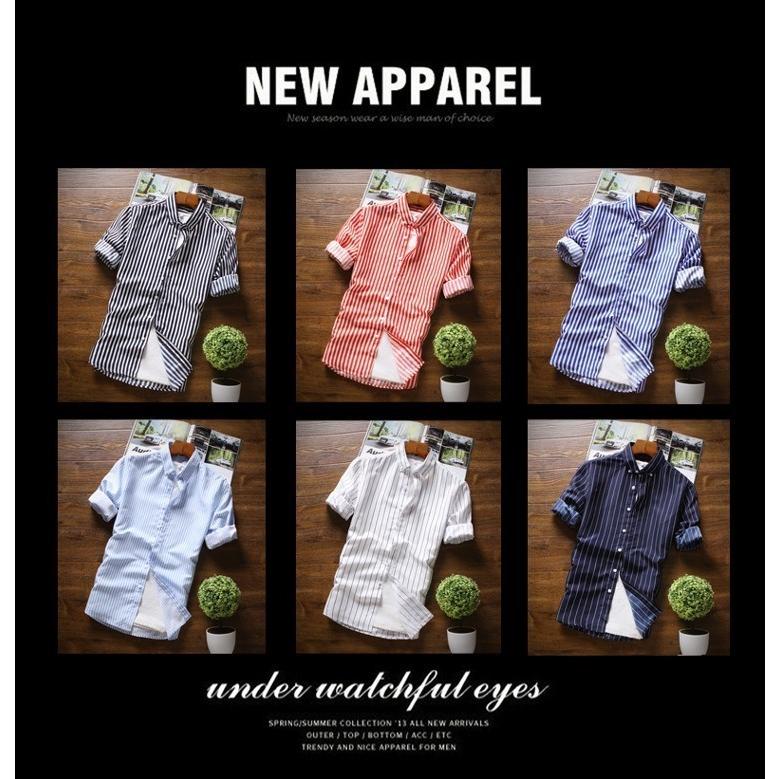 2枚目半額 セール カジュアルシャツ ストライプシャツ メンズ 七分袖 ボタンダウンシャツ ストライプ柄 カジュアル 薄手 形態安定加工 スリム 春夏 | ホームアイホーム | 07